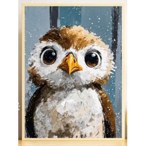 Baby Falcon Art Print Big Eyed Eagle Poster Illustration Home Decor Office Wall Art