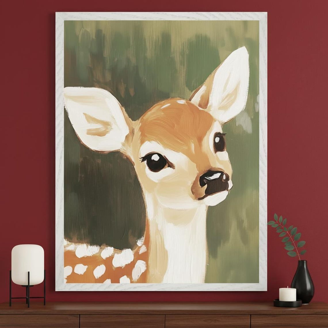 Baby Fawn In Woodland Forest Wall Art, Cute Nature Animal Nursery ...