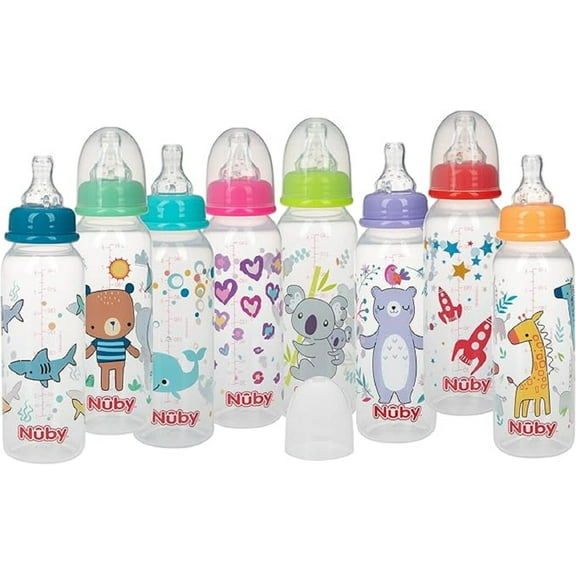 Nuby Non-Drip 3-Stage Wide Neck Bottle to Cup, 8 Ounce