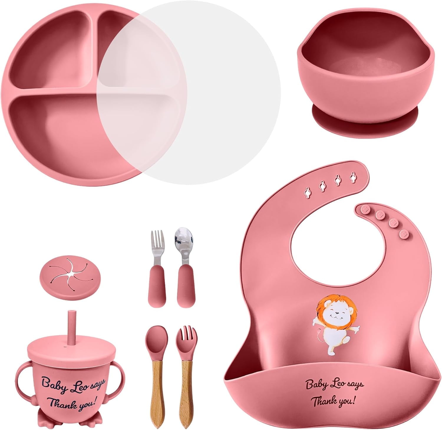 Aha Essentials Pink Baby Feeding Set - 12 Piece Silicone Tableware