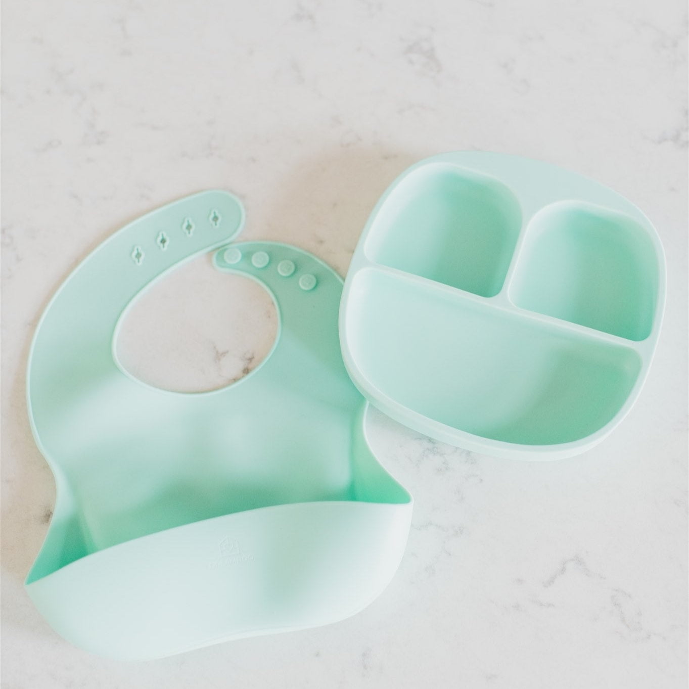 Baby Feeding Set 2| Suction Plate & Silicone Bib rosewood