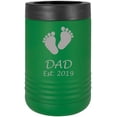 thumbnail image 1 of Baby Feet Est. Established 2019 Stainless Steel Engraved Insulated Beer Beverage Holder Can Cooler, Green, 1 of 1
