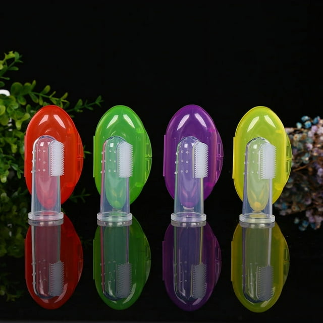 Baby Finger Toothbrush Silicone Gum Massager and Teether Brush for