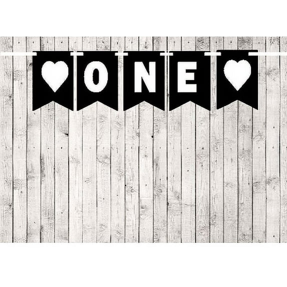Baby First (1st) Birthday Black and White Party Theme Picture Backdrop/HIgh Chair/Wall Decoration Banner