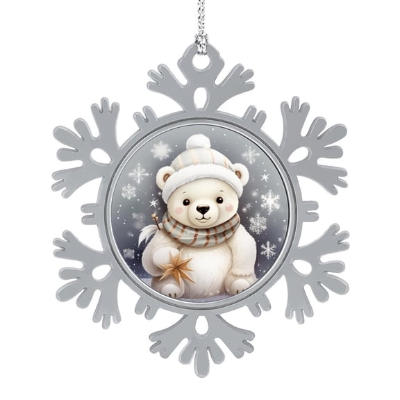 Baby First Christmas Baby Bear Sitting Snowflakes Ornaments Happy Winter Holiday Christmas Tree Ornaments Personalized Christmas Ornaments Gifts for Friends Coworkers Employees Family