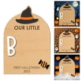 thumbnail image 1 of Baby First Halloween Keepsake Sign, 10.2x7in Witch Hat DIY Handprint Footprint Wooden Ornament, Newborn Memory Photo Prop, 1PC, 1 of 5