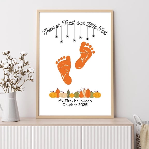 Baby First Handprint Footprint Poster, Unframed Paper Poster 8x10in