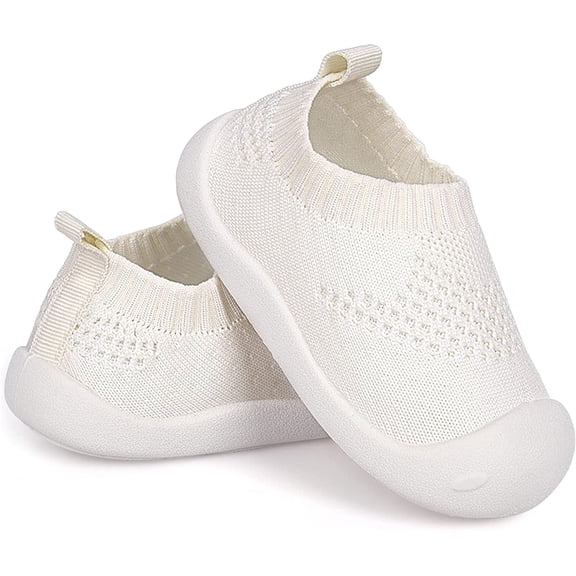 Baby First-Walking Shoes 1-4 Years Kid Shoes Trainers Toddler Infant Boys Girls Soft Sole Non Slip Cotton Canvas Mesh Breathable Lightweight TPR Material Slip-on Sneakers Outdoor