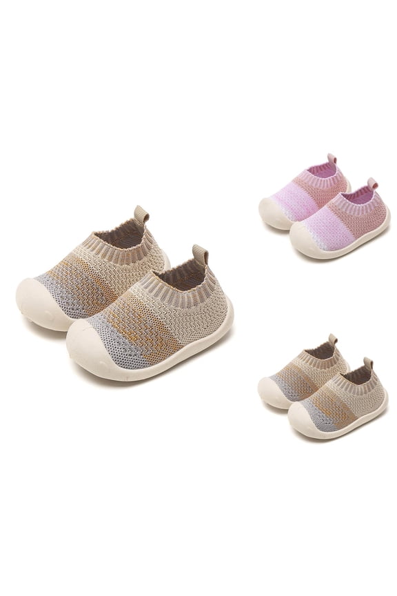 Baby First-Walking Shoes 1-4 Years Kid Shoes Trainers Toddler Infant Sole Non Slip Cotton Canvas Mesh Breathable Lightweight TPR Material Slip-on Sneakers Outdoor