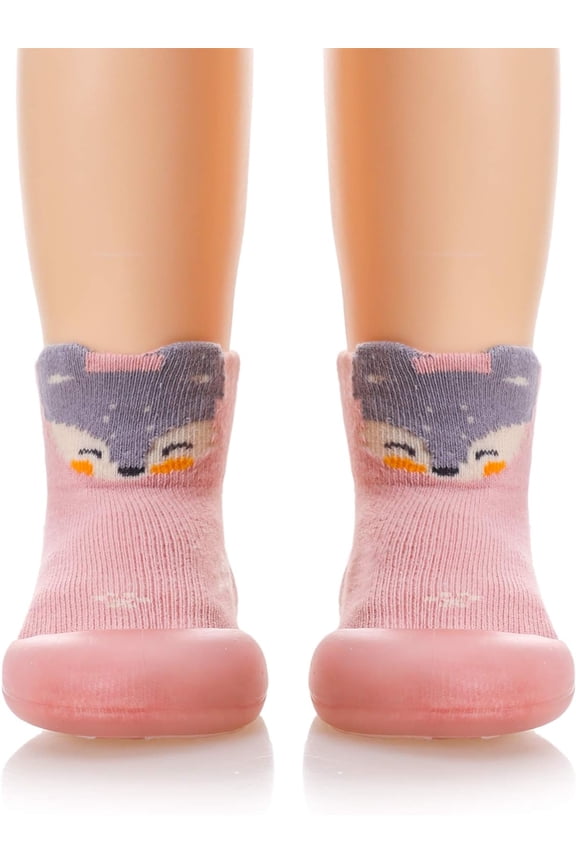 Baby First Walking Shoes Toddler Boys Girls Non Slip Rubber Sole Cute Cartoon Slippers for Infant Indoor Baby Sock Shoes