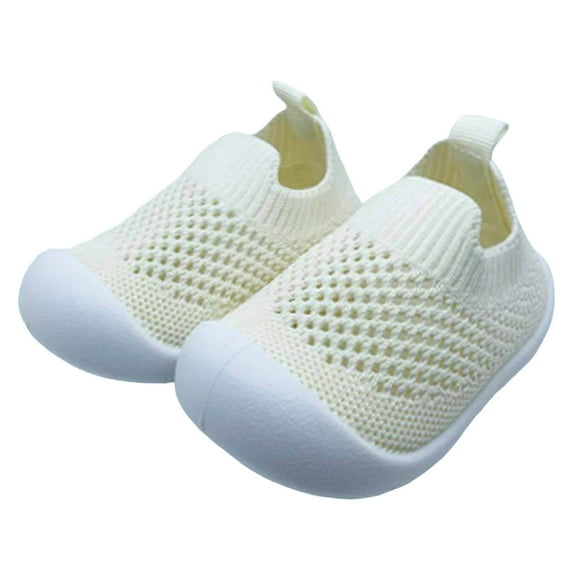 Baby First Walking Shoes Toddler Shoes Trainers Toddler Boys Girls Soft Sole Non Cotton Canvas Mesh Breathable Lightweight Material -On Sneakers Outdoor,Color White,Size 0-6Months