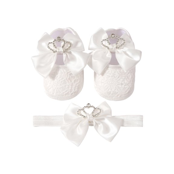 Baby First Walking Shoes With Matching Headband Breathable And Soft Soles Infant Shoes