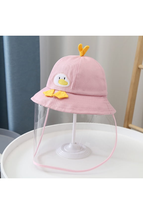 Baby Fisherman Hat, Cute Duck 3D Shape Cotton Bucket Cap for Infant, Adjustable Chin Strap Sun Protective Hat for Newborn Baby Boy Girl, Outdoor Spring Fall Summer Sun Hat-Pink