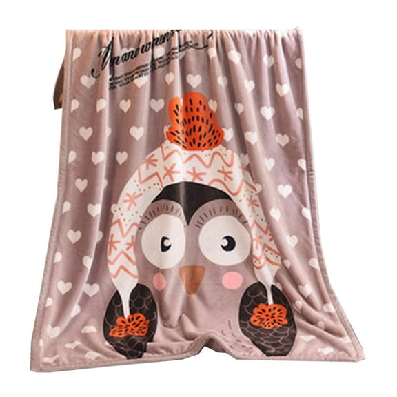 Baby Fleece Blanket Cartoon Print Blanket Plush Crib Sheet Soft Warm Coral Velvet Blanket for Crib Bed Living Room