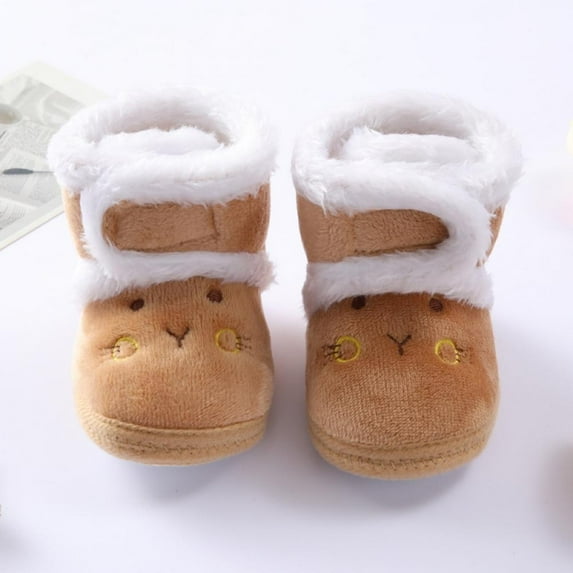 Baby Fleece Cozy Boots Non-slip Mid Calf Footwear Infants Warm Shoes Cartoon Plush Slippers for Little Boys Girls Toddler Fall Winter Warm Boots