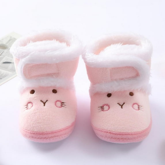 Baby Fleece Cozy Boots Non-slip Mid Calf Footwear Infants Warm Shoes Cartoon Plush Slippers for Little Boys Girls Toddler Fall Winter Warm Boots