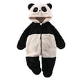 thumbnail image 1 of Baby Fleece Jumpsuit Black Onesie Baby Girl Long Sleeve Zipper Bear Ear Newborn Hooded Romper Baby Snowsuit 9-12 Months Baby Girl Clothes, 1 of 3