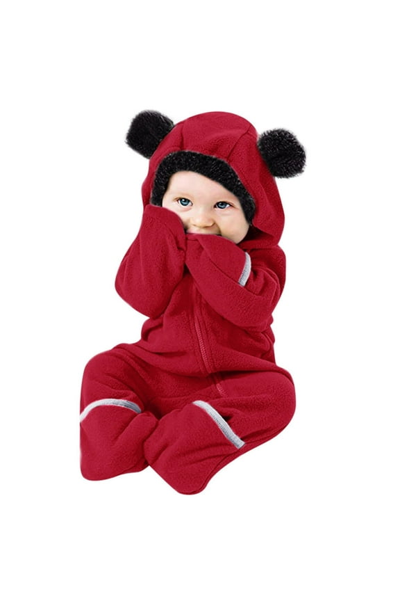 Baby Jumpsuit Hooded Romper Outfits Cute Winter Clothes Boy Winter Clothes for Girls 12-18 Months