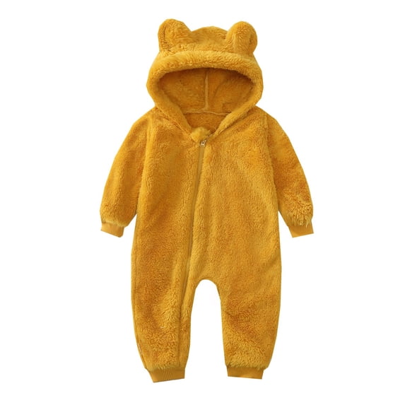 Baby Fleece Jumpsuit Rabbit Ears Bodysuit Winter Cute Outerwear Snowsuit Zip Front Toddler Romper for Infant Girls Juebong Rompers 2023 Christmas Clearance