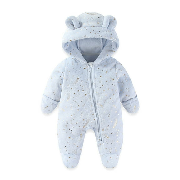Baby Jumpsuit Star Onesies Long Sleeve Zipper Hooded Jumpsuit Romper with Bear Ears Warm Baby Boy Clothes Clothes Girl 9-12 Months