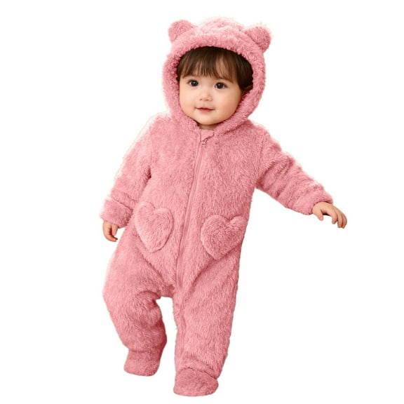 Baby Fleece Jumpsuits Long Sleeve Zip Up Cosplay Cartoon Romper Winter Sleepwear Baby Outerwear for Dress Up Party 3-6 Months