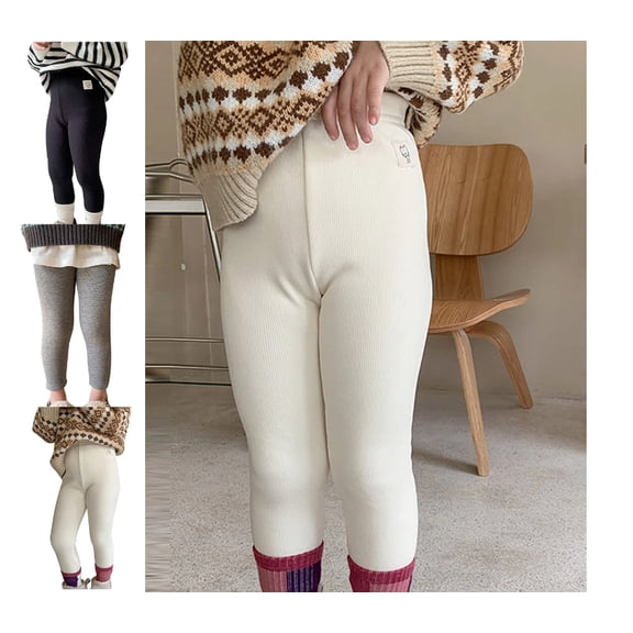 Baby Fleece Lined Winter Leggings Toddler Infant Footie Basic Full Length Stretchy Thermal Fall Solid Beige 130