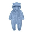 thumbnail image 1 of Baby Fleece Onesie Blue Baby Onesie Long Sleeve Zipper Hooded Jumpsuit with Bear Ears Baby Snow Suit Baby Girl Outfits 6-9 Months, 1 of 7