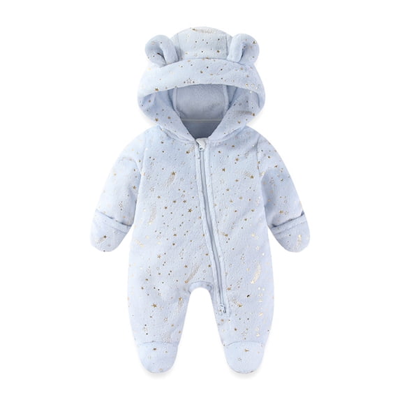 Toddler Jumpsuit Star Onesie Baby Long Sleeve Zipper Hooded Jumpsuit Romper with Bear Ears Warm Baby Boy Clothes Baby Girl Clothes 0-3 Months