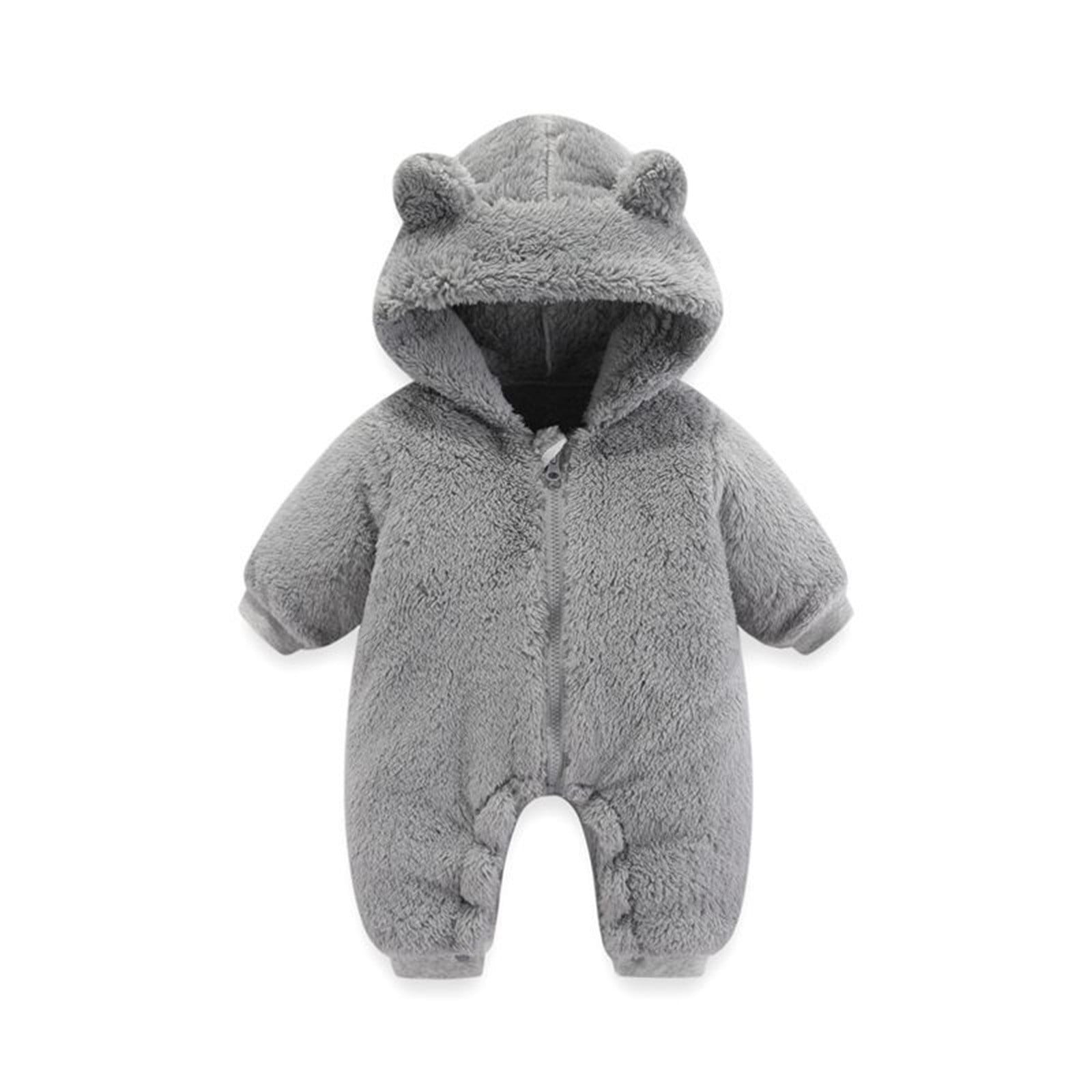Baby Winter Clothes Romper Hooded Cute Animal Design Baby Bear onesie Outfit for Boys 0-3 Months