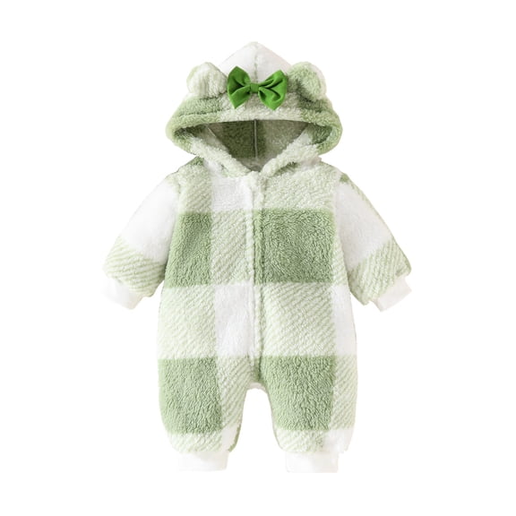 Baby Fleece Snowsuit - Bear Outfit Fleece Warm Jumpsuit Romper Hooded Infant Girls Boys Winter Coat - Long Sleeve Baby Rompers Infant Winter Clothes