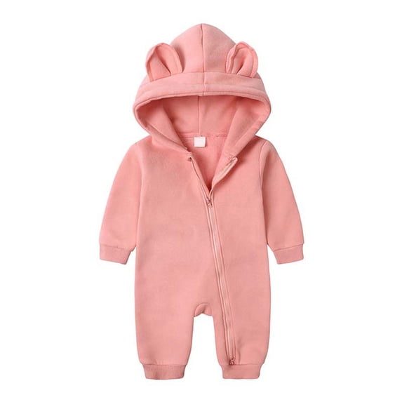 Baby Fleece Snowsuit - Bear Outfit Fleece Warm Jumpsuit Romper Hooded Infant Girls Boys Winter Coat - Long Sleeve Baby Rompers Infant Winter Clothes