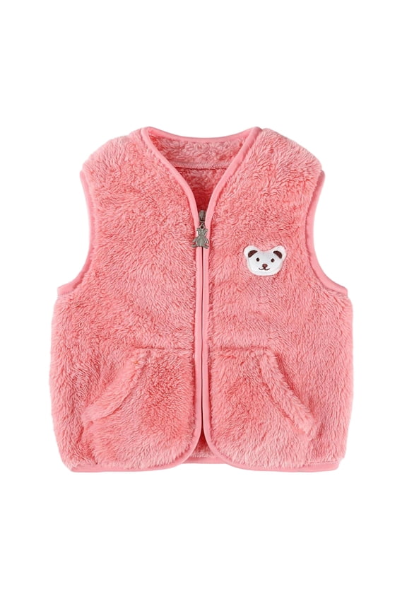 Baby Vest Kids Sleeveless Full-Zip Pink Vest Kids Warm Soft Boys Fall Vest Boy Vest 0-6 Months