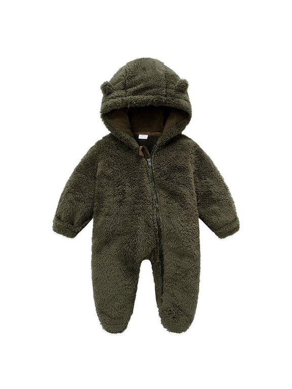 Baby Fleece Winter Coat Newborn Baby Fleece Footie Snowsuit Winter Bunting Onesie Cartoon Warm Hooded Romper Jumpsuit Outfits For Girls Boys