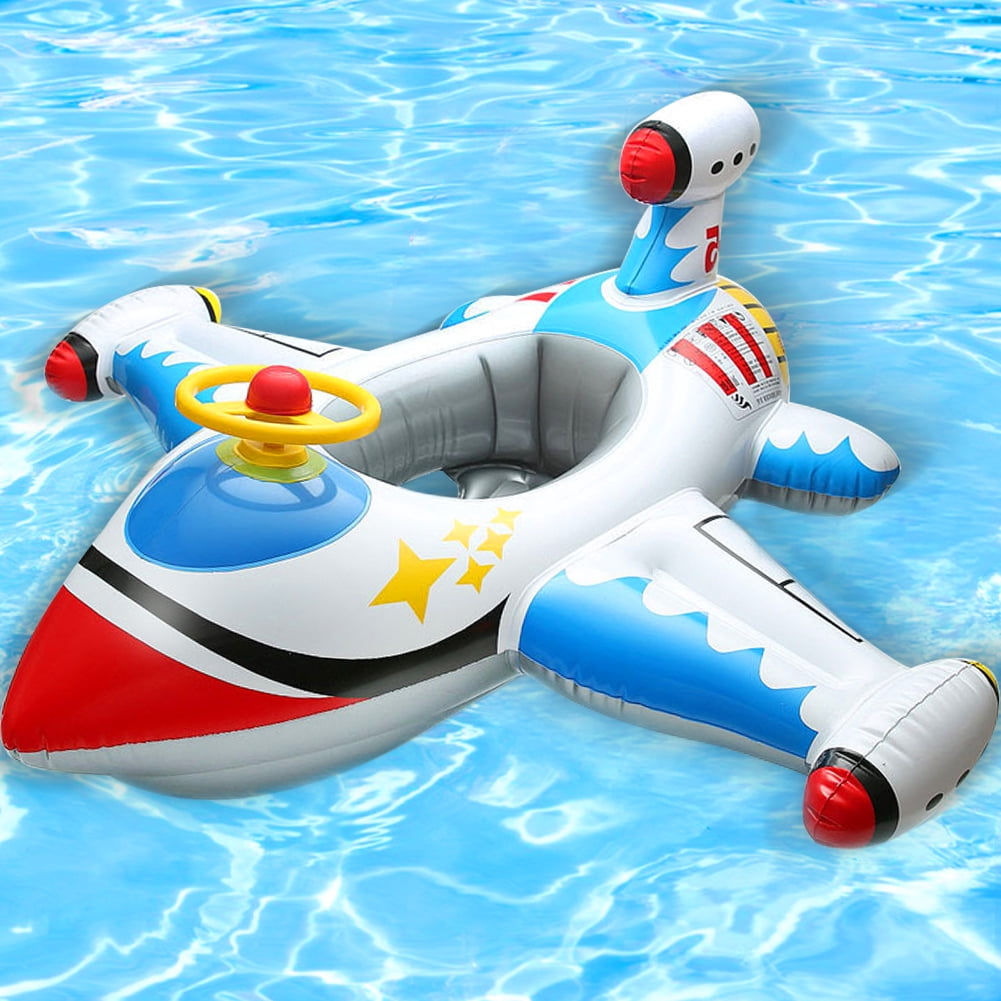 Baby Pool Float with Steering Wheel Horn Swimming Pool Toddler Floaties for Toddlers Age 1-4 Boys Girls Infant Pool Floaties Swimming Pool Toys White