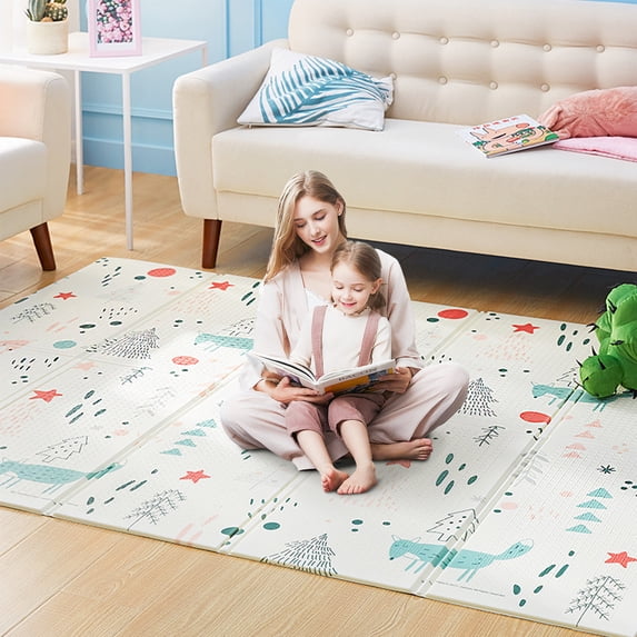 Baby Foam Mat Foldable Floor Play Mat for Babies,Toddlers, Infants, Reversible Waterproof Baby Crawling Mat, Portable Baby Playmat with Travel Bag for Indoor Outdoor