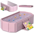 thumbnail image 1 of Baby Foldable Children's Bathtub, Portable Non-Slip Shower Tray for Kids, Toddler Bath Tub with Drain Plug, Boys and Girls Bathroom Water Pool, Cat and Dog Pet Wash Shower Basin (Pink), 1 of 5