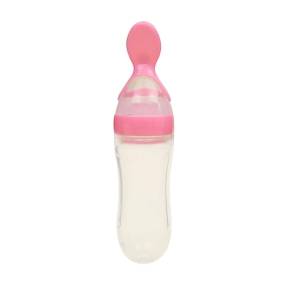Baby Food Dispensing Spoon with Soft Silicone Spout, ZzCityTK Leak-Proof Baby Food Feeder for Homemade Purees, Portable Infant Feeding Spoon for Travel Teething Relief with Measurement Scale, Red