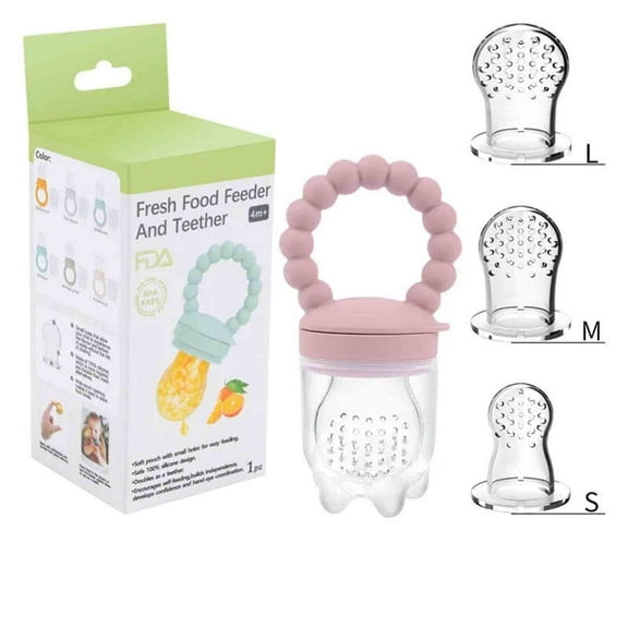 Baby Food Feeder Pacifier - Silicone Baby Fruit Feeder for Infant & Toddler, Fresh Food Nibbler with Safe Lock, Teething Gum Soother, BPA-Free, Easy Clean, Soft Silicone Baby Feeding Tool