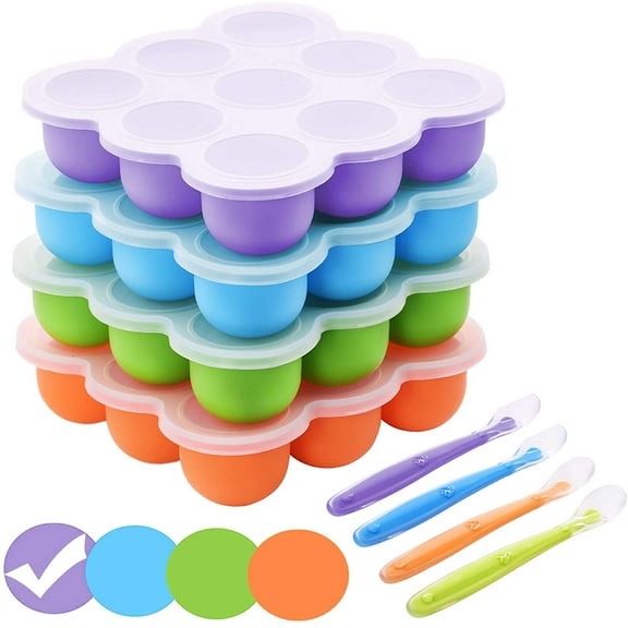 SR Baby Food Frozen Storage Box, Baby Silicone Container with Airtight Lid and 7 Independent Cells, Food Storage Freezer Tray