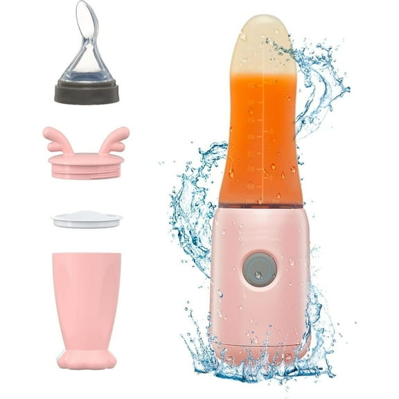 Blender Baby Food Processor Mini Portable Blender  With Silicone Feeding Bottle and Baby Spoons USB Quick Recharging