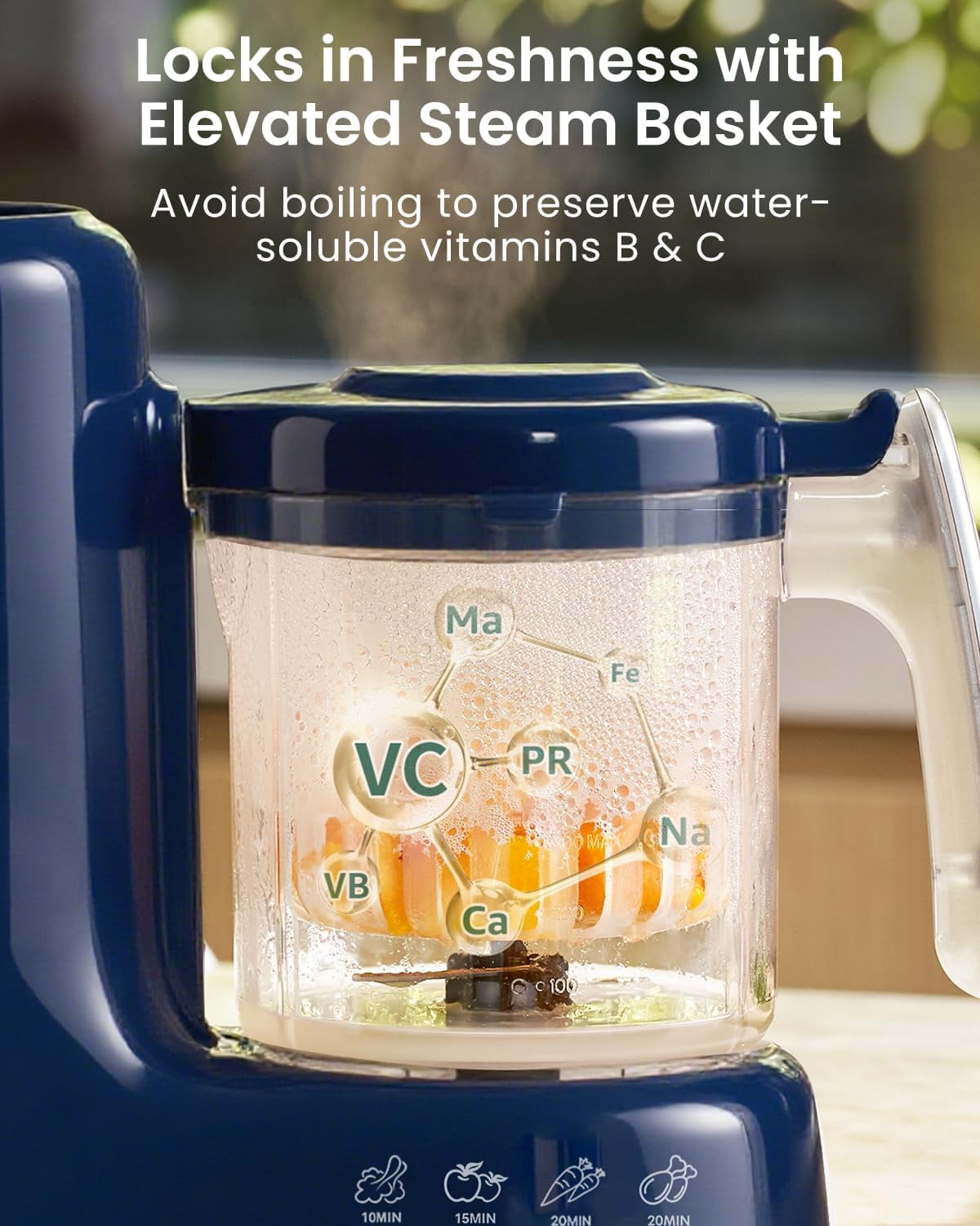 Baby Food Maker with Steam Basket, One Step Baby Food Processor Steamer ...