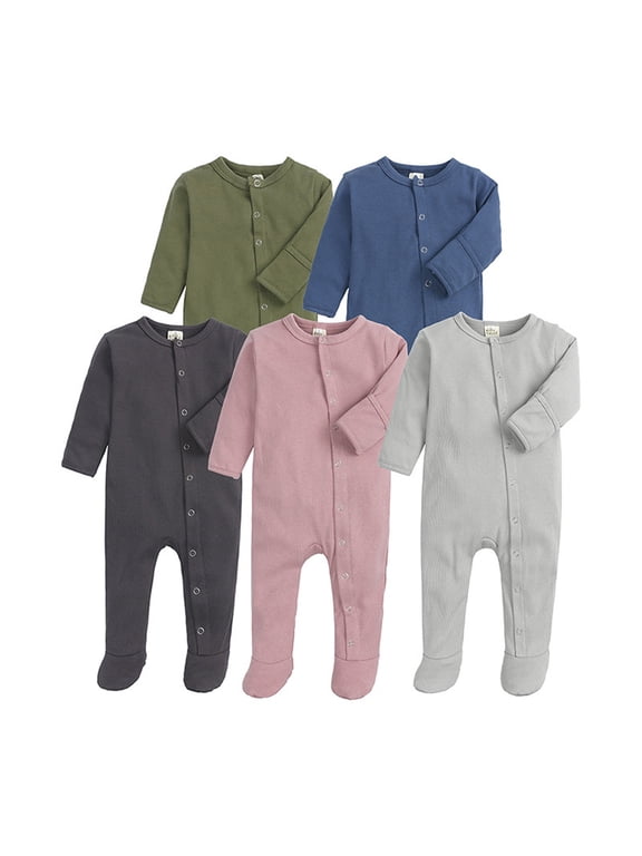 Baby Footed Sleep and Play Romper - Unisex Snap-Up Jumpsuit with Built-In Mitten Cuffs, Soft Cotton Pajamas for 0-12 Months