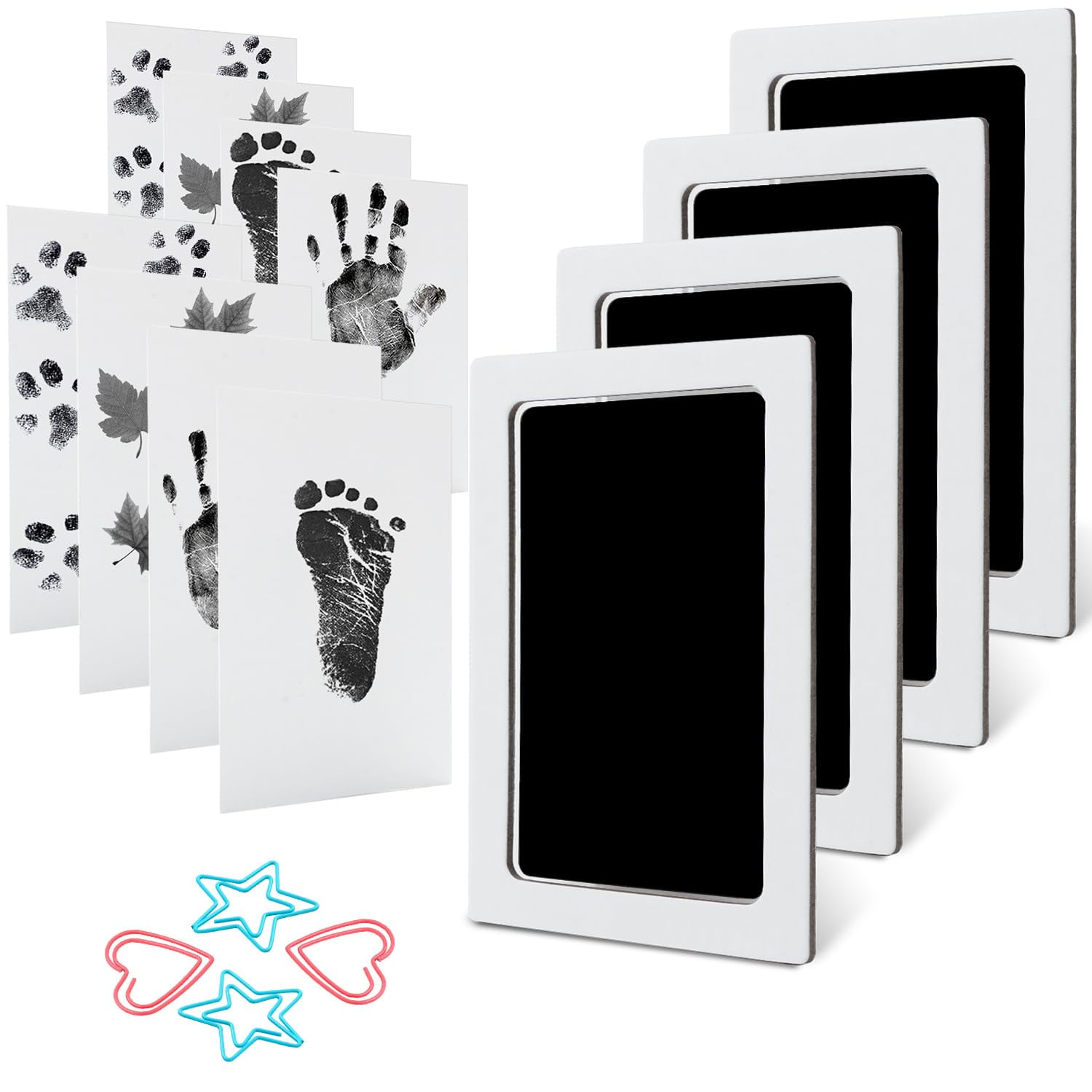 Baby Footprint Handprint Pet Paw Print Kit Large Size with 4 Ink Pads and 8 Imprint Cards