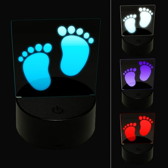 Baby Footprints LED Night Light Sign 3D Illusion Desk Nightstand Lamp