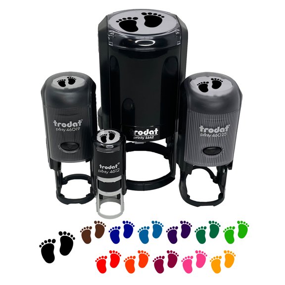 Baby Footprints Self-Inking Rubber Stamp Ink Stamper - Black Ink - Mini 1/2 Inch