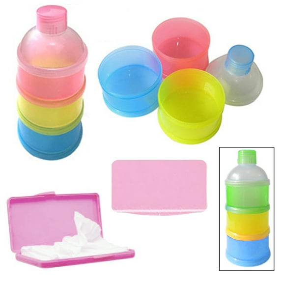 Baby Formula Storage Container Milk Powder Dispenser 3 Layer Infant Wipes Case