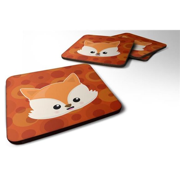 Baby Fox Face Polkadots Foam Coasters - Set of 4