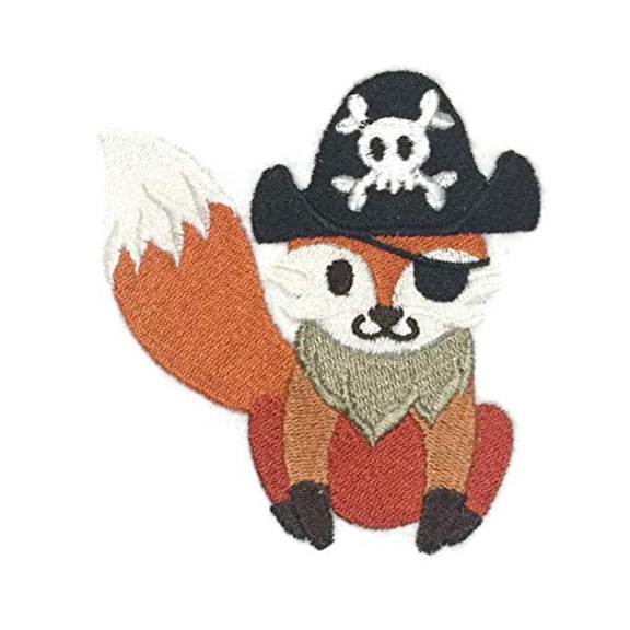 Baby Foxy Pirate Embroidered Iron on/Sew Patch [3.66" x 3.85"]