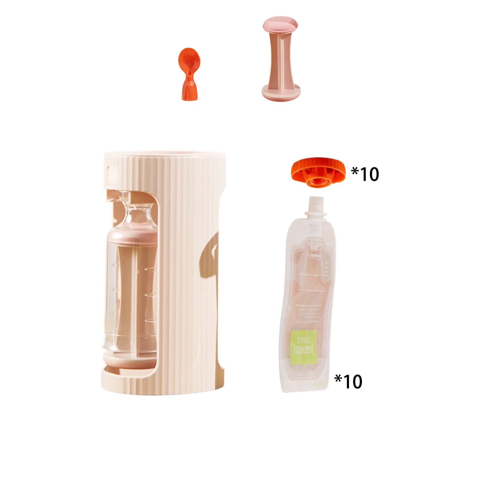 Baby Fruit Puree Maker With 118ml Storage Bags Grade Squeeze Feeder Manual Operate Easy Cleaning For Travel