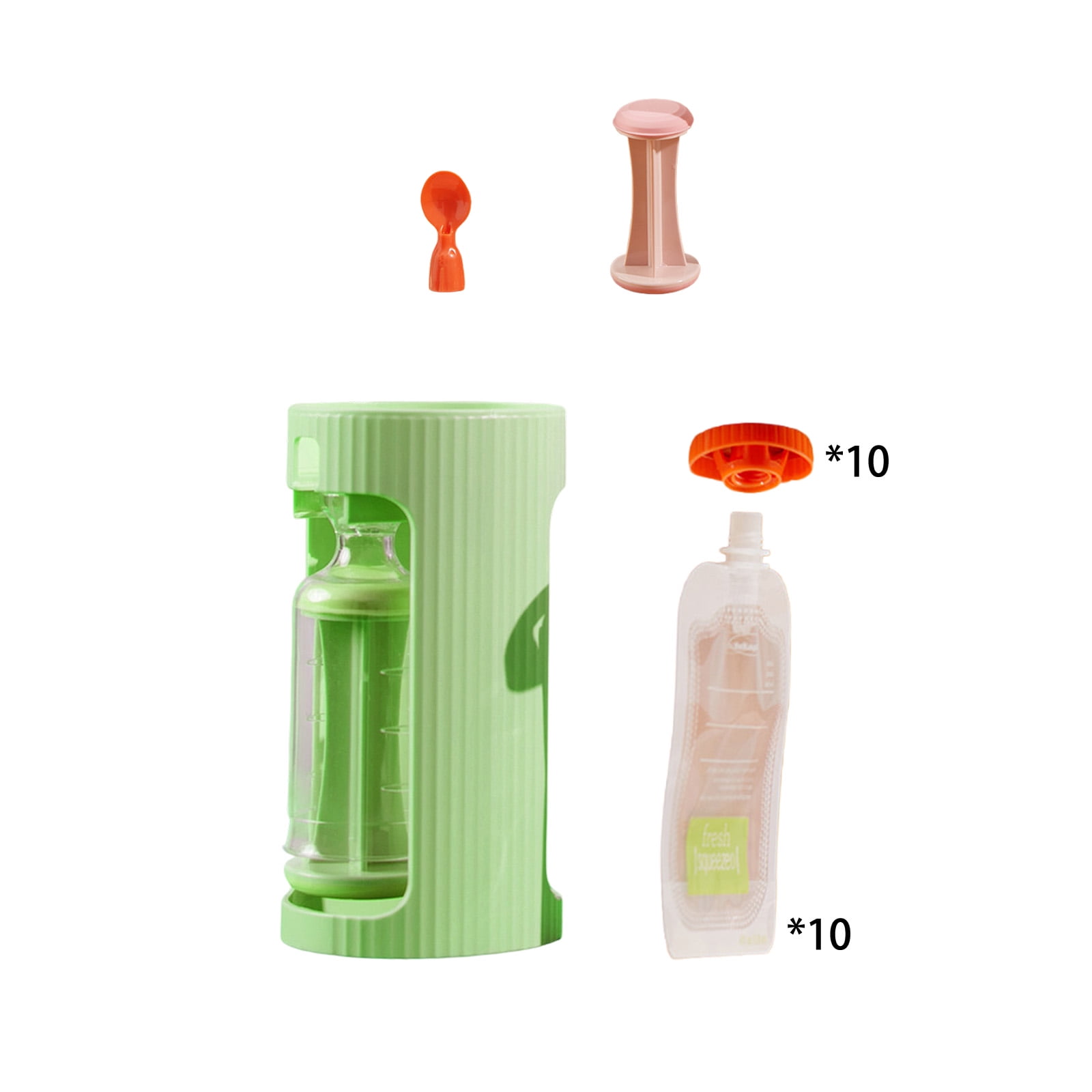Baby Fruit Puree Maker With 118ml Storage Bags Grade Squeeze Feeder Manual Operate Easy Cleaning For Travel